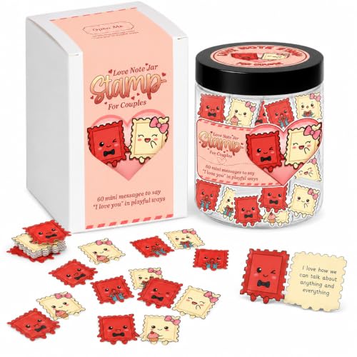 Gifts for Boyfriend, Love Notes Jar with 60 Prewritten Mini Messages - style: Love Notes Stamp