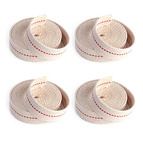 26 Foot /4 Rolls Oil Lamp Wick, 7/8 Inch Oil Lantern Wick, Flat Cotton Wick, Oil Lamp Wicks Burner with Stitch, 6.5 Feet per Roll - size: 7/8 Inch
