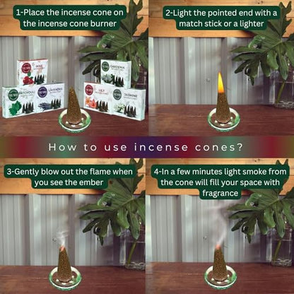 Trumiri Floral Incense Cones - Variety Pack - Total 60 Cone Incense (6 Scents x 10 Conos) - Rose, Lavender, Jasmin, Patchouli, Gardenia, Lily - Cone Incense Scents - Insense Cones - Incent Cone - color: Floral