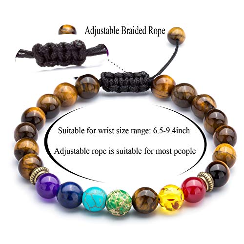Men Women 8mm Lava Rock Beads Chakra Bracelet - color: 2 Pcs Set3-21004