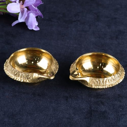 SATVIK Set of 2 - Pure Brass Kuber Diya for Diwali Decoration | Traditional Puja Oil Lamp for Home Temple | Brass Diya for Diwali Pooja & Festive Use - style: SET OF 2