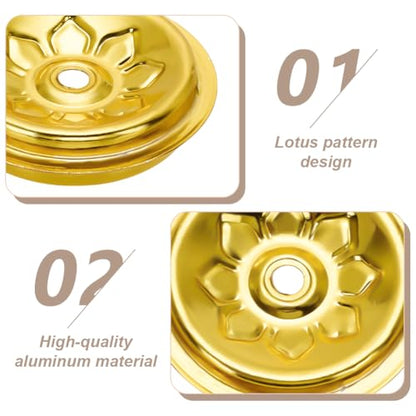 WEBEEDY 20 Pcs Gold Oil Lamp Floating Wick Holder Metal Lotus Floating Candle Wicks Disc Holder Oil Lamp Parts Kerosene Wick Holder for Temple Buddhist Supplies Table Centerpiece, 4cm/1.6''