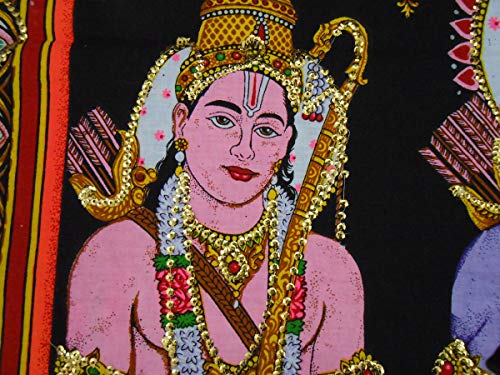 Ram Darbar religious batik Cotton Wall Hanging Painting : Size 43"x30" Inches - color: Ram Darbar