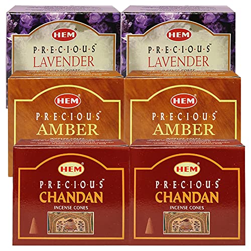 Lavender Amber Chandan Incense Cones & Holder Bundle Variety Pack from Hem Trumiri Insense Insence - color: Lavender & Amber & Chandan