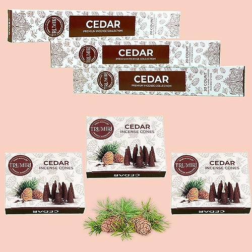 Cedar Incense Sticks & Incense Cones Combo Pack - 60 Insence-Sticks + 30 Insence Cones - Inscense - Incense Cones Scented - Insents - color: Cedar