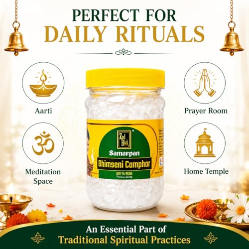 Bhimseni Camphor, Bulk Kapoor Crystals for Pooja, 250g Jar - size: 250GM
