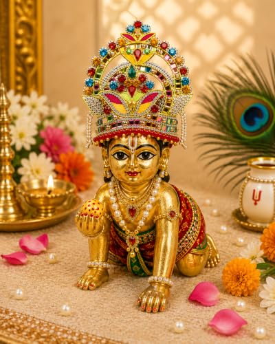 Mukut God Idol for Laddu Gopal Radha Krishna Deity Jewellery-5" - size: 5 Inches