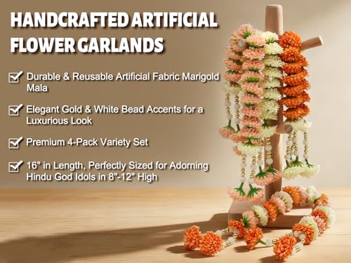 Indian Idol Marigold Garland Mala Hindu Temple Mandir Diwali Pooja Decor