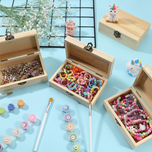 Hoemwarm 12 Pack Unfinished Wooden Storage Box DIY Treasure Box