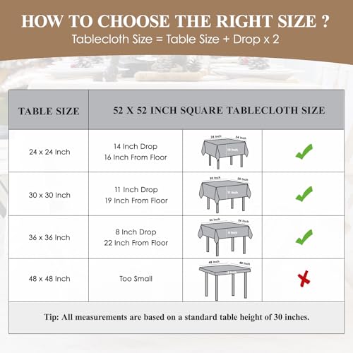 1 Pack Black Square Tablecloths 52x52 Inch for Dining Tables - color: Black, size: 52" x 52" (Square)