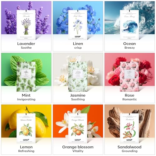 MYARO 20Pcs Jasmine Scented Sachets, Closet Deodorizer Car Air Freshener - color: Jasmine, size: 20 Packs
