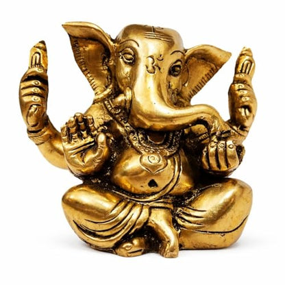 athizay Brass Ganesha Idol Padmasan Ganpati Statue in Antique Finish | Hindu God Figurine for Home Temple, Gifting, and Spiritual Decor (Sitting Cross-Legged Posture)