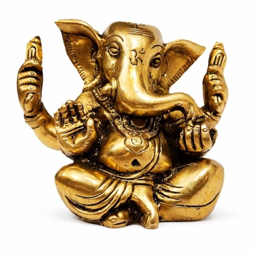 athizay Brass Ganesha Idol Padmasan Ganpati Statue in Antique Finish | Hindu God Figurine for Home Temple, Gifting, and Spiritual Decor (Sitting Cross-Legged Posture)
