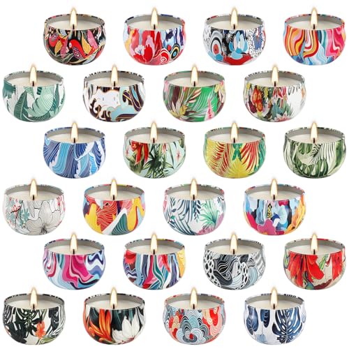 YOROXRG 24Pack Scented Candles, Soy Wax Travel Tin Jar Candles, Aromatherapy Candles for Home 2.5 OZ for Mom for Christmas, Birthday, Thanksgiving, Mother's Day, Valentine's Day - color: 24 Multicolour