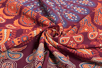 Popular Handicrafts Printed Curtains Panels Set of 2 Indian Hippie Bohemian Beautiful Peacock Mandala Curtain Panels Maroon 42x100 Inch - color: Maroon, size: 84"W x 100"L (Pack of 2)