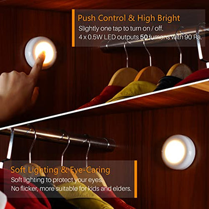 STAR-SPANGLED 2.8” LED Puck Lights Under Cabinet AAA Battery, 5 Pack Warm - color: Warm White