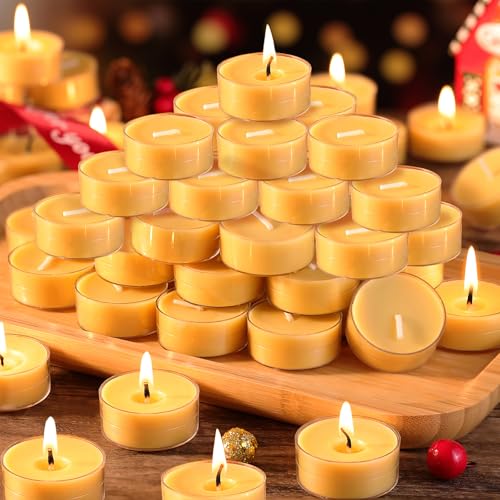 DEVI 90 Pack Pure Beeswax Tea Lights Candles Bulk 4 Hours, 100% Natural Beeswax Tea Candles Bulk, Unscented Bees Wax Votive Tea Lights for Home Decor, Bees Wax for Wedding Party Supplies Favors - size: 90 Pack