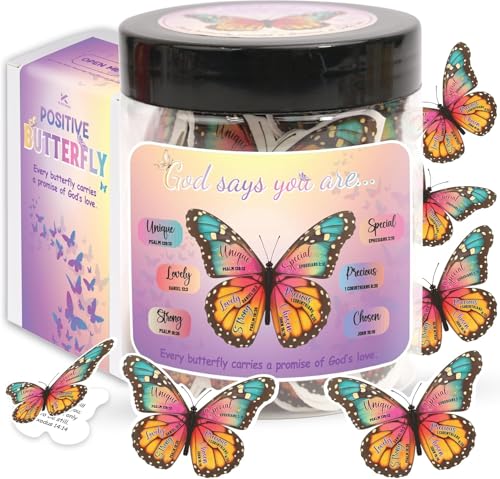 Positive Butterfly Jar - Christian Graduation Gifts for Hers, Butterfly Gifts For Women, Daily Affirmations Card, Birthday Gift for Women - style: Positive Butterfly Jar
