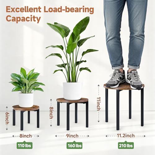 Amaoot 3-Pack Plant Stands Indoor,Large Plant Stool Flower Display Shelf