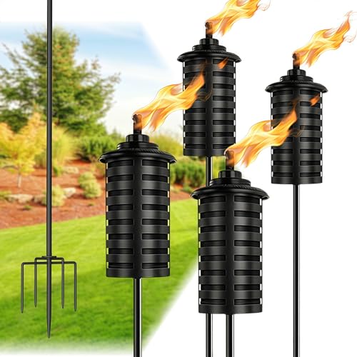 ZSZMFH 4 Pack Citronella Torches for Outside, 16Oz Outdoor Garden Torches