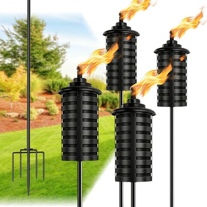 ZSZMFH 4 Pack Citronella Torches for Outside, 16Oz Outdoor Garden Torches