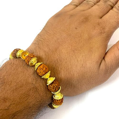 Handcrafted Natural Rudraksha Beads Bracelet for Men & Women Traditional Spiritual Wrist Mala for Meditation, Yoga Practice, Energy Healing, Positive Vibes & Daily Wear