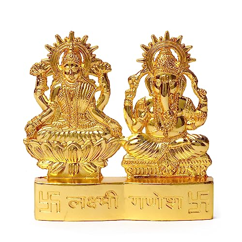 Satvik 2.7" Metal Laxmi Ganesh Statue Beautiful Lord Ganesha and Goddess Lakshmi/Luxmi Statue for Diwali/Deepawali Puja Pooja Laxmi Ganesh Idol/Murti/Statue for Diwali Indian Housewarming Gift Item