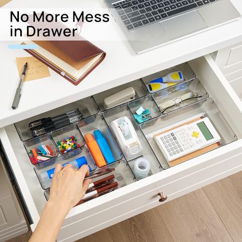 Vtopmart 25 Pack Plastic Drawer Organizers with Non-slip Rubber Pads - color: Clear Black