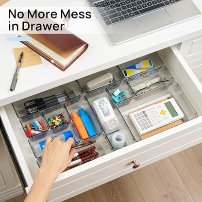 Vtopmart 25 Pack Plastic Drawer Organizers with Non-slip Rubber Pads - color: Clear Black