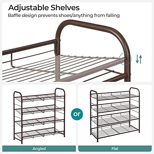 SONGMICS 4-Tier Stackable Metal Shoe Rack, Holds Up to 16 Pairs of Shoes - color: Bronze, size: 4 Tiers (27"W)