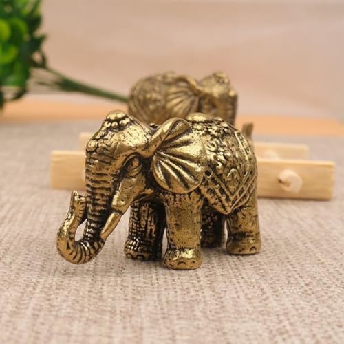 Solid Brass Miniature Elephant Statue,Brass Animals Figurine Decorative, Good Luck Symbol,Ideal Collection Gift,2.05"× 1.14"(2pcs Elephant) - color: Elephant-2pcs