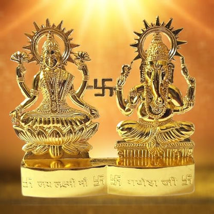 Laxmi Ganesha Lakshmi & Ganesha Statue - Laxmi Ganesh Idol Murti [ 2.8 inch, Size Small ] - for Mandir Home, Indian Diwali Gift