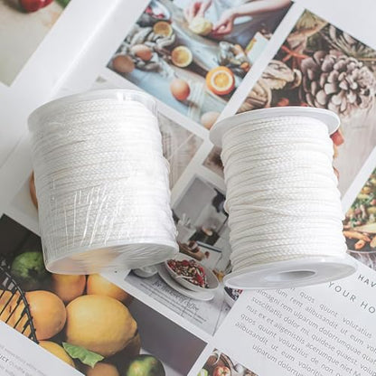 1 Roll 200Feet(61M) Organic Cotton DIY Natural Candle Braided Wicks Twine String Spools Rope for Candle DIY and Candle Making