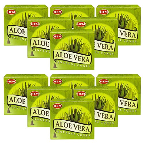 Aloe Vera Incense Cones and Cone Incense Burner Bundle Insence Insense Hem Incense - color: Aloe Vera