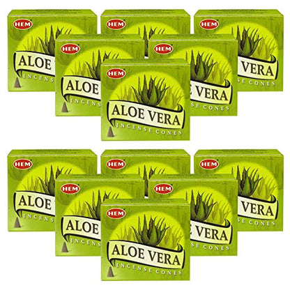 Aloe Vera Incense Cones and Cone Incense Burner Bundle Insence Insense Hem Incense - color: Aloe Vera