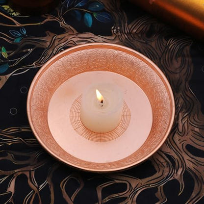 Copper Offering Prayer Ritual Bowl Plate - Great for use Meditation,Witches,Smudging, Incense,Candle Dish, Ash Catcher,Jewelry Dish (Meditation Poster) - style: Meditation Poster
