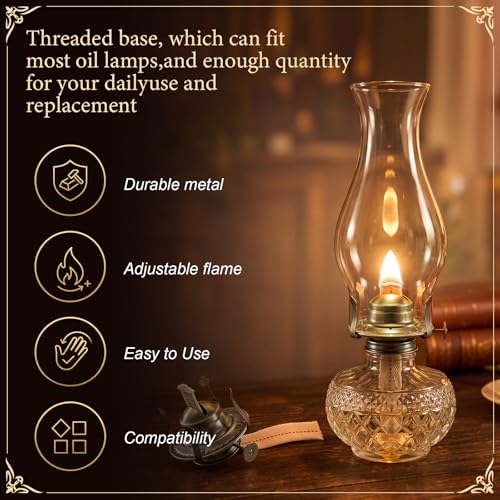 Hortsun 3 Pcs Oil Lamp Burner Parts #2 Brass 1 3/16" Screw,Bronze - color: Bronze