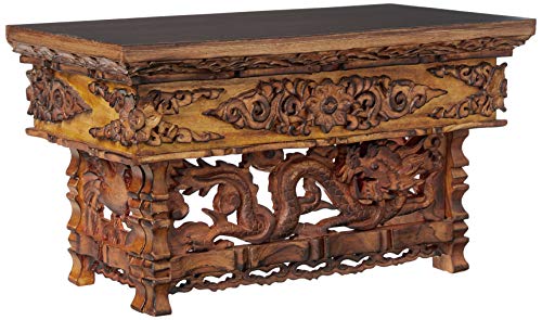 Tribe Azure Fair Trade Small Altar Table, Meditation Table Altar, Small Puja Table, Meditation Altar Wood Wiccan Buddhist, Tea Japanese, Low Side Dragon (Small) - size: Small Dragon