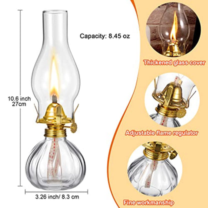 Hortsun 2 Pieces Vintage Glass Kerosene Lamp Tabletop Lantern,Retro Style - style: Retro Style
