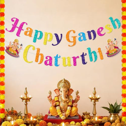 Ganesh Chaturthi Decorations, Happy Ganesh Chaturthi Banner Set - color: Ganesh Chaturthi