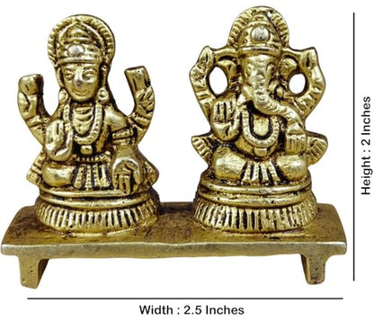 2 Inches Solid Brass Laxmi Ganesha Murti | Goddess Lakshmi & Lord Ganesha in Blessing Pose | Small Idol for Home Temple, Diwali Puja, & Prosperity Gifting - size: Laxmi-Ganesha