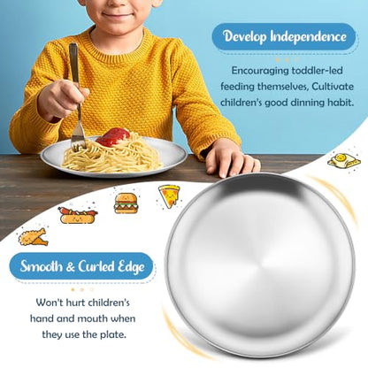 HaWare 6-Piece 18/8 Kids Plates, Stainless Steel 304, 10 Inches - size: 10 Inch- 6PCS