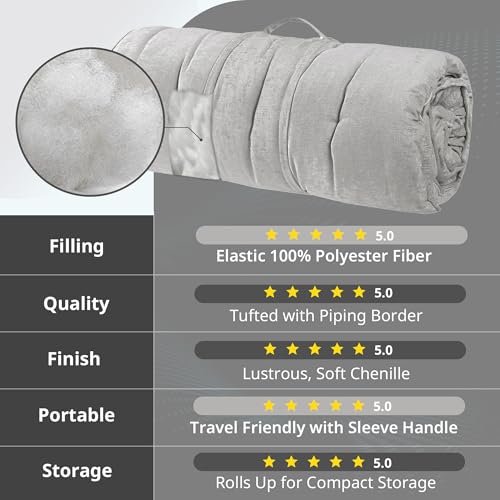 Intelligent Design Foldable Lightweight Lounge Floor Pillow 27" x 74" Grey - color: Gray