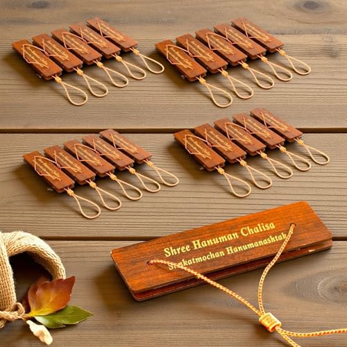 LOVENSPIRE Hanuman Chalisa Pocket Book with Wooden Cover for Pooja, Travel & Devotional Gifts – Compact Indian Scripture for Daily Prayer & Housewarming Return Favors English 20PCS - size: English 20PCS