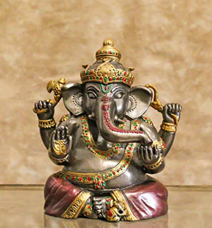Ebros Gift Eastern Enlightenment Meditating Hindu God Ganesha Altar Decor Figurine Ganesh Ganapati Hinduism Statue Remover of Obstacles As Spiritual Sculpture in Bronze Color Finish
