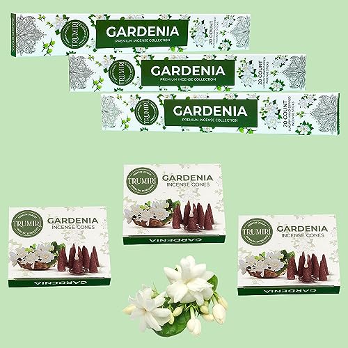 Gardenia Incense Sticks & Incense Cones Combo Pack - 60 Insence-Sticks + 30 Insence Cones - Inscense - Incense Cones Scented - Insents - color: Gardenia