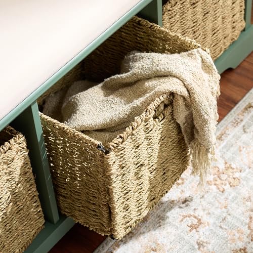SAFAVIEH Furniture - Lonan Storage Bench - Dusty Green - Solid Wood - Farmhouse Lift-Top Design - Ideal for Entryway, Living Room, Hallway, 18" Seat Height (AMH5733J) - color: Dusty Green