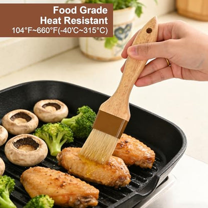 2 pcs Pastry Brush, Natural Bristle Basting Brush for Cooking and Baking, Premium BBQ Brushes for Butter, Oil, Egg, Sauce, Turkey, Marinade and Kitchen Food by SFIUYLB - color: 1inch & 1.5inches -- 2PCS