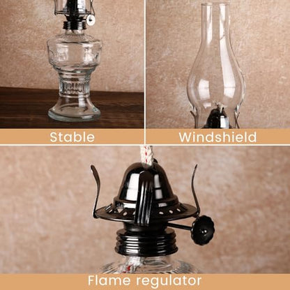 2 Pcs Oil Lamps for Indoor Use, Hurricane Kerosene Lamp, Transparent - color: Transparent