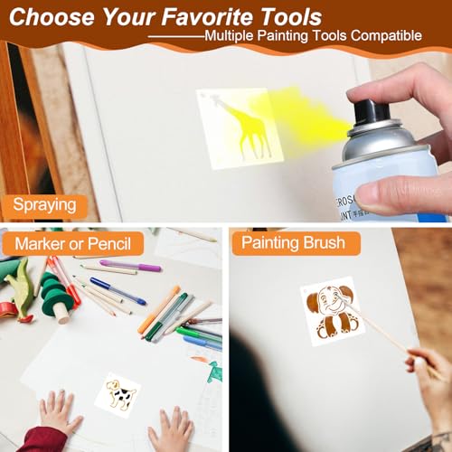 Animal Stencils for Painting, 64 Pcs 3 Inch for Cards Rocks Kids Crafts - color: Animal